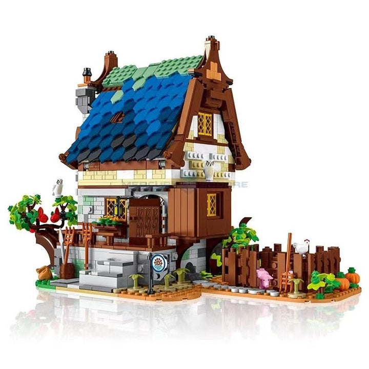 MOC NON LEGO 2724pcs Medieval Series Town Stable Model Creative Building Blocks City Horse House Bricks Diy Toys  For  Friends