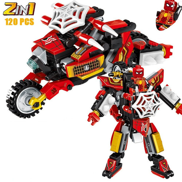 MOC  Compatible  2 IN 1 Super Hero Movie Avengers Clan Transforming Mecha Motoycle Model Building Blocks Bricks Sets Classic Dolls Kids Toys Gits