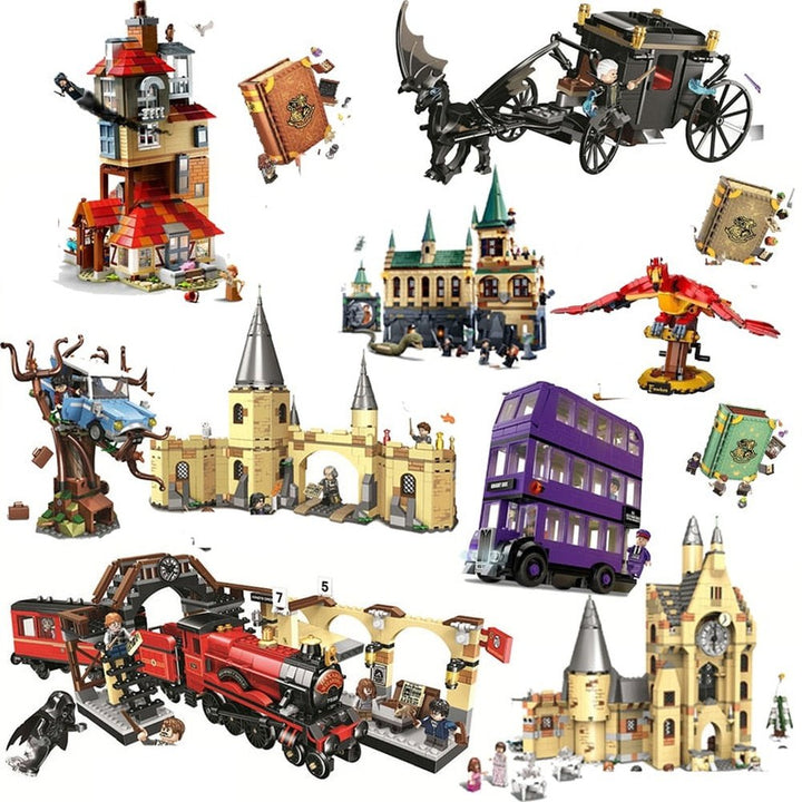 MOC NON LEGO Harry Potter Wizards 35 Different Sets: Chess Knight Bus Great Hall Tower Castle Office Willow Express 4 Privet Drive Burrow Blocks