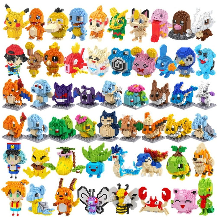 MOC  Compatible  Multiple Styles Pokemon Miniature Assembled Building Blocks Educational Toy Pikachu Charizard Eevee Mewtwo Action Model Doll Toy