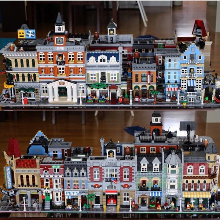 MOC NON LEGO Creatoring Expert Pet Book Shop Town Hall Downtown Diner Model Moc Modular Building Blocks Brick Bank Cafe Corner Toys Parisian