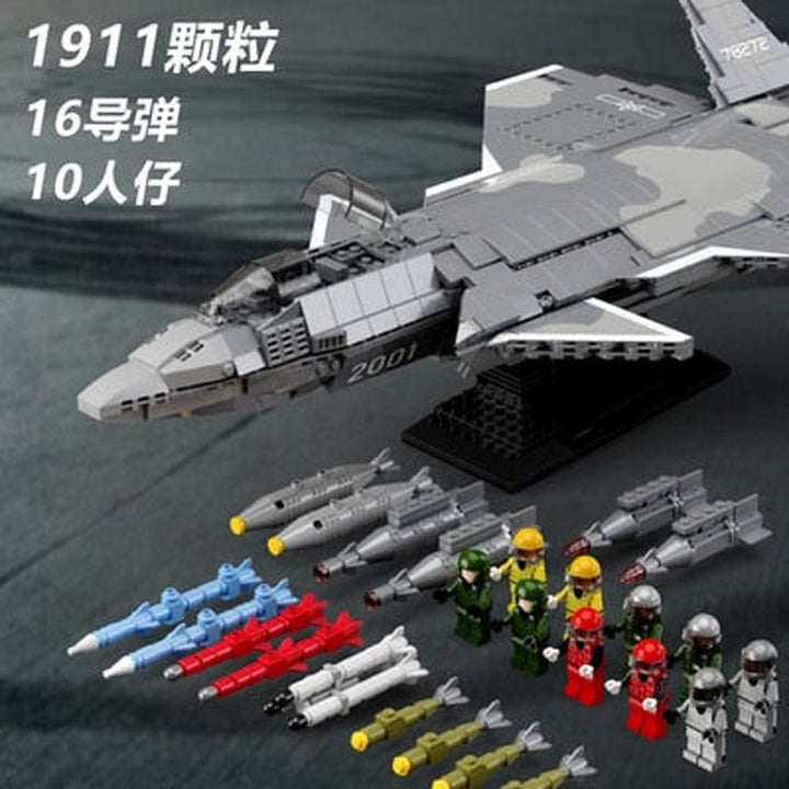 MOC NON LEGO Modern Soldier Planes Gunship Fighters Model Building Blocks Airplane  Toys Technical