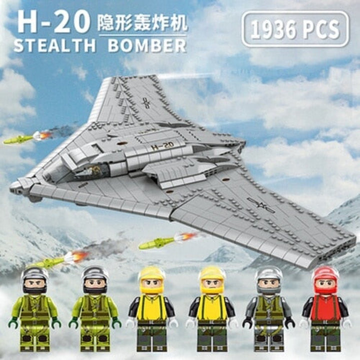 MOC NON LEGO Modern Soldier Planes Gunship Fighters Model Building Blocks Airplane  Toys Technical