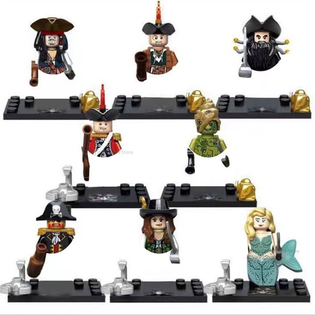 MOC NON LEGO Pirates of The Caribbean Jack Sparrow Classic Movie Figures Head Accessories Building Blocks toys  Series-086