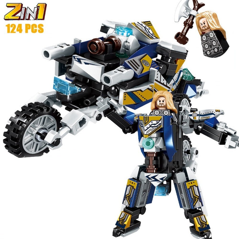 MOC  Compatible  2 IN 1 Super Hero Movie Avengers Clan Transforming Mecha Motoycle Model Building Blocks Bricks Sets Classic Dolls Kids Toys Gits