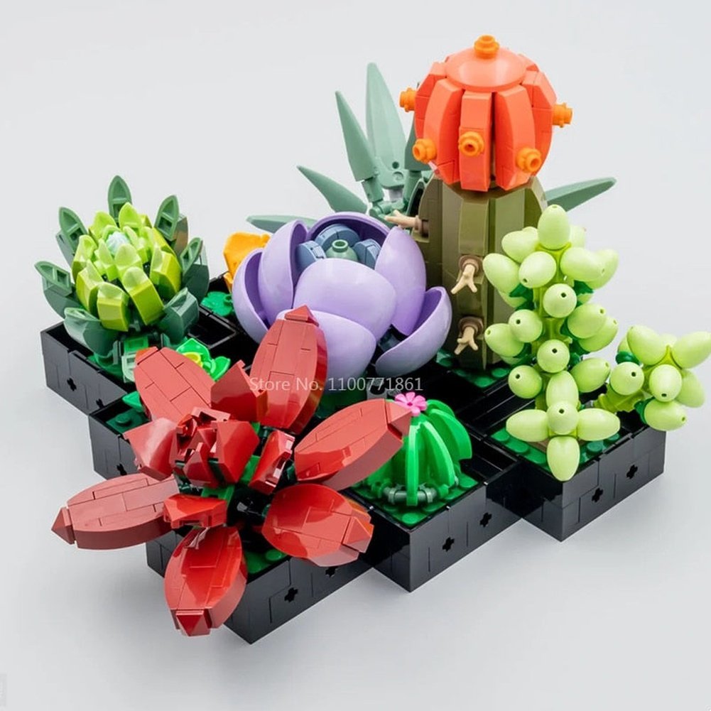 MOC NON LEGO 771pcs Creative Expert Succulents Artificial Plant Decor Botanical Collection 8806 Building Blocks Sets