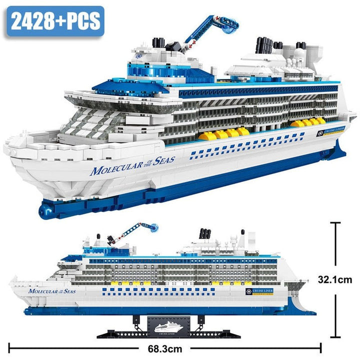 MOC NON LEGO 2023 City 2428pcs Cruise Liner Model Building Blocks Creative DIY Big Ship Ocean Liner White Boat Bricks toys