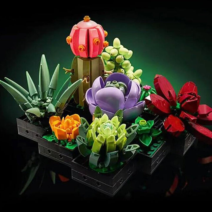 MOC NON LEGO 771pcs Creative Expert Succulents Artificial Plant Decor Botanical Collection 8806 Building Blocks Sets