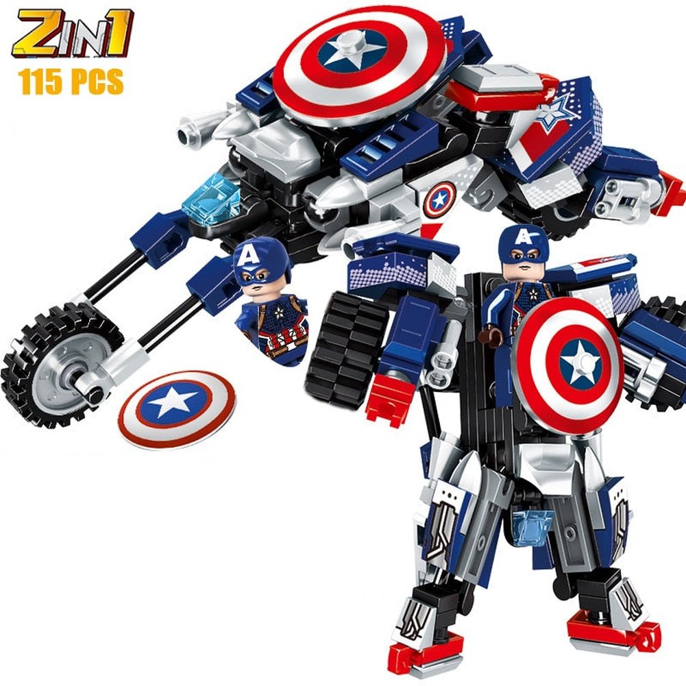 MOC  Compatible  2 IN 1 Super Hero Movie Avengers Clan Transforming Mecha Motoycle Model Building Blocks Bricks Sets Classic Dolls Kids Toys Gits