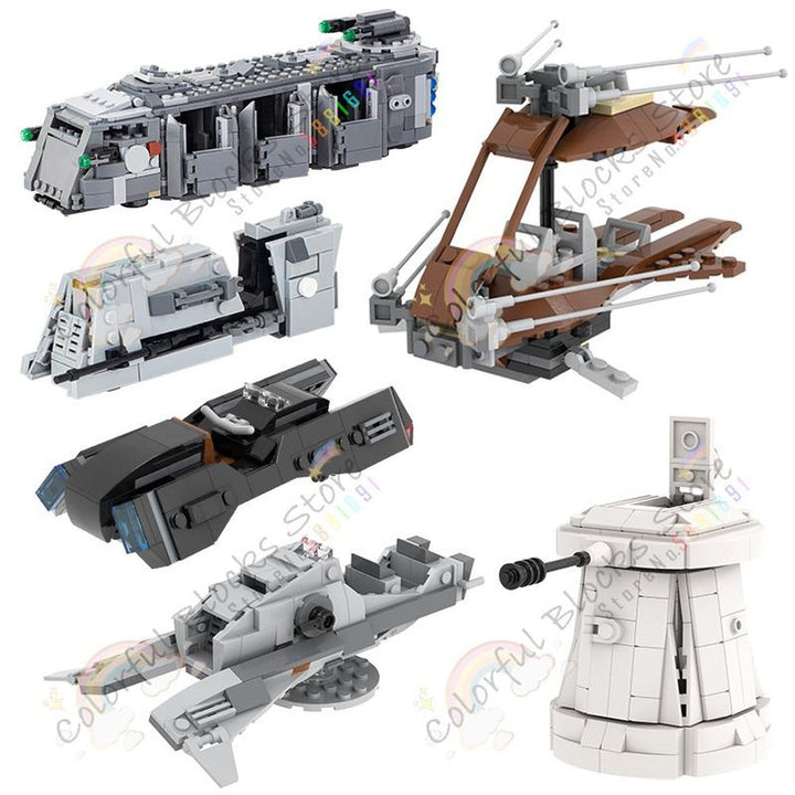 Sci-Fi Space War Movie Imperial Troop Transport MOC Building Blocks DIY Military Anti-Vehicle Cannon Weapon Bricks Toys For Kids Jurassic Bricks