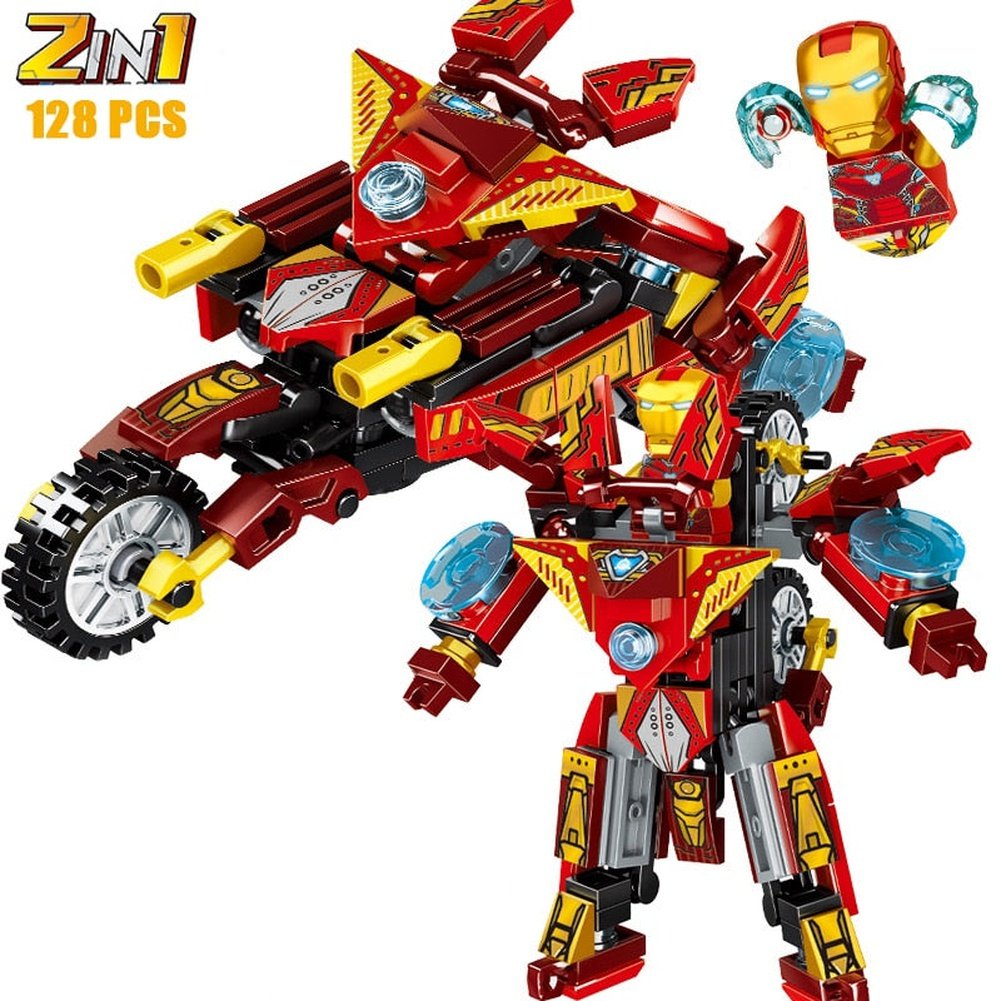 MOC  Compatible  2 IN 1 Super Hero Movie Avengers Clan Transforming Mecha Motoycle Model Building Blocks Bricks Sets Classic Dolls Kids Toys Gits