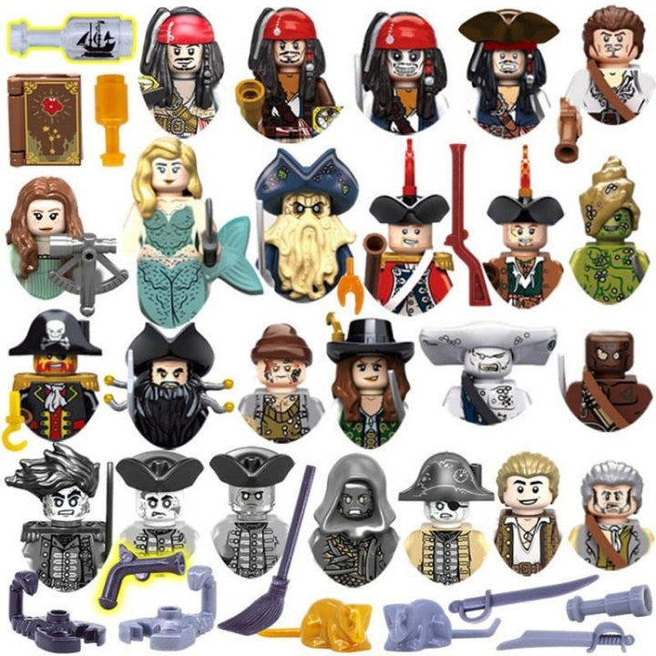 MOC NON LEGO Pirates of The Caribbean Jack Sparrow Classic Movie Figures Head Accessories Building Blocks toys  Series-086