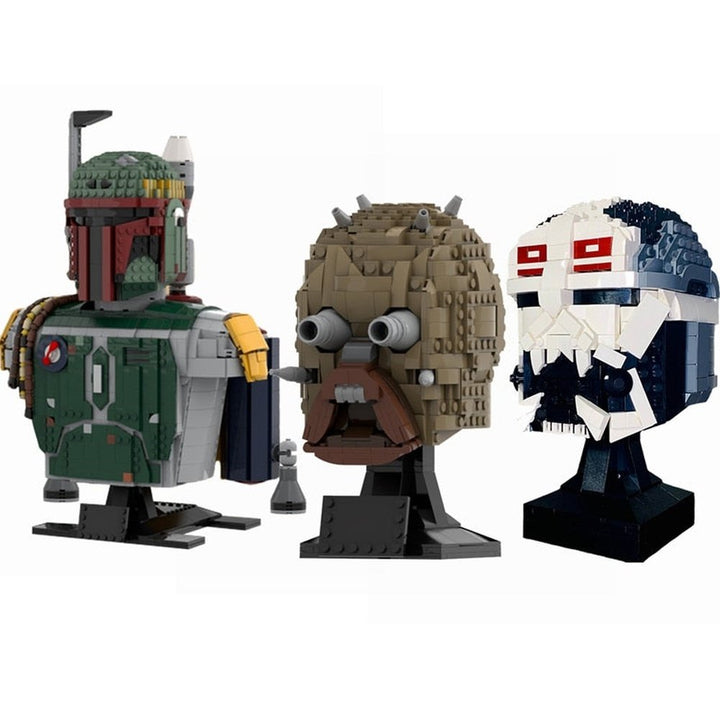 Space Wars Hunter Fetts Bust Tusken Wrecker Head Robot Helmet MOC Set Building Blocks Kits Toys for Children Kids Gifts Jurassic Bricks