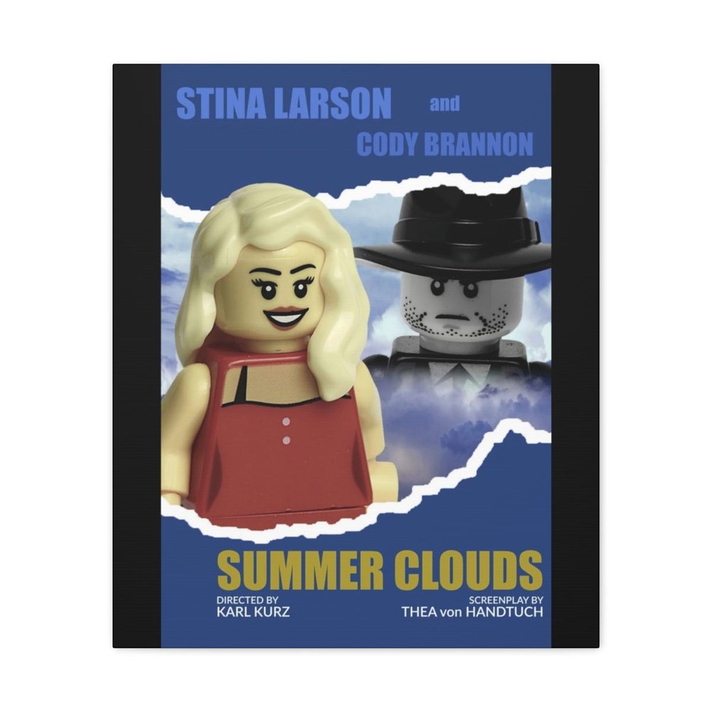 MOC NON LEGO Summer Clouds LEGO Movie Wall Art Canvas Art With Backing.