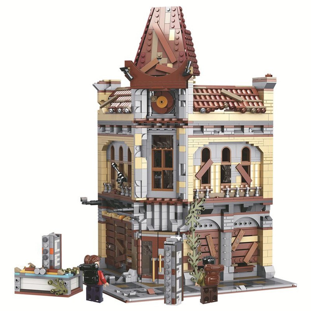 MOC  Compatible  Super 18k Ruin Restaurant K125 Doomsday City Street View Series Modular MOC Building Blocks Small Bricks Assembled Toy