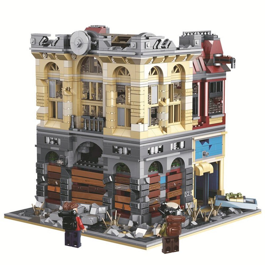 MOC  Compatible  Super 18k Ruin Restaurant K125 Doomsday City Street View Series Modular MOC Building Blocks Small Bricks Assembled Toy