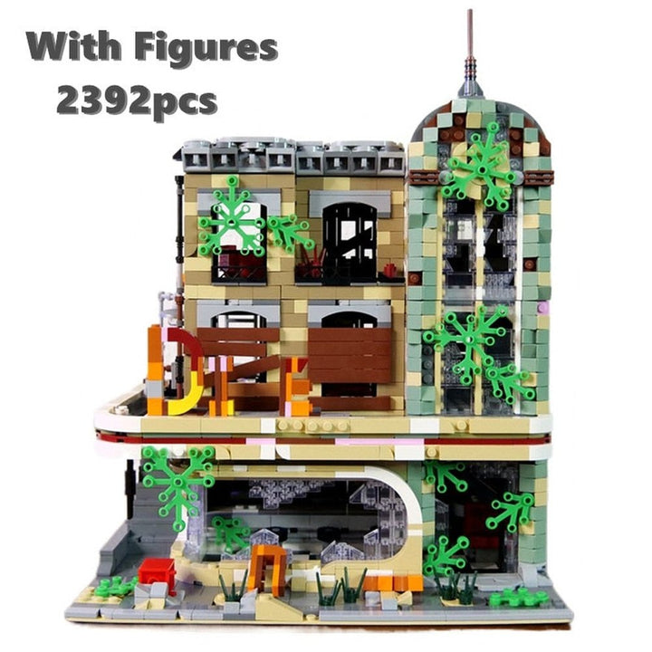 Super 18k Ruin Restaurant K125 Doomsday City Street View Series Modular MOC Building Blocks Small Particles Assembled Toy Gift K&B Brick Store