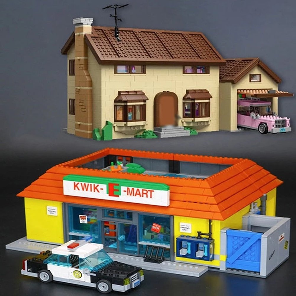 The Kwik E Mart And Supermarket House Model Building Blocks Bricks 16004 16005 71016 71006 Toys Birthday Christmas Gift Jurassic Bricks