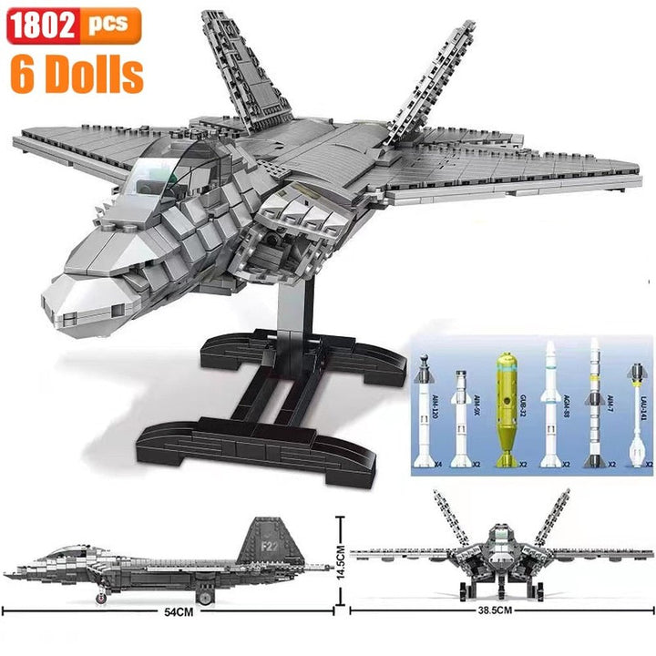 WW2 Airplane Military A10 Fighter Model Building Blocks J-20 Soldier Weapons Air Missile F18 Aircraft Bricks Set Toy For Kid MOC Jurassic Bricks