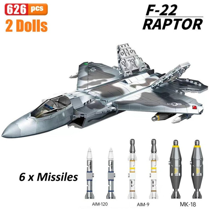 WW2 Airplane Military A10 Fighter Model Building Blocks J-20 Soldier Weapons Air Missile F18 Aircraft Bricks Set Toy For Kid MOC Jurassic Bricks