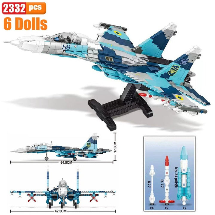 MOC NON LEGO WW2 Airplane Soldier A10 Fighter Model Building Blocks J-20 Soldier Weapons Air Missile F18 Aircraft Bricks Set Toy For Kid MOC