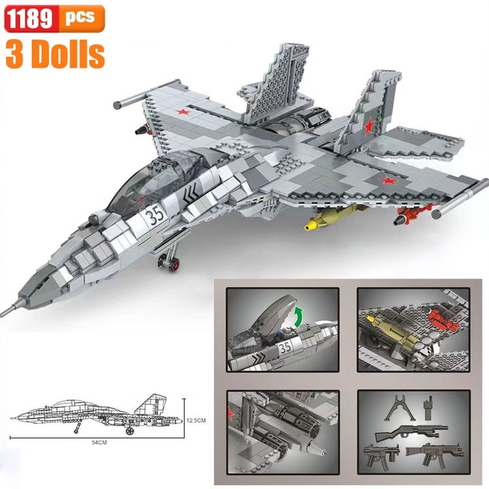 MOC NON LEGO WW2 Airplane Soldier A10 Fighter Model Building Blocks J-20 Soldier Weapons Air Missile F18 Aircraft Bricks Set Toy For Kid MOC