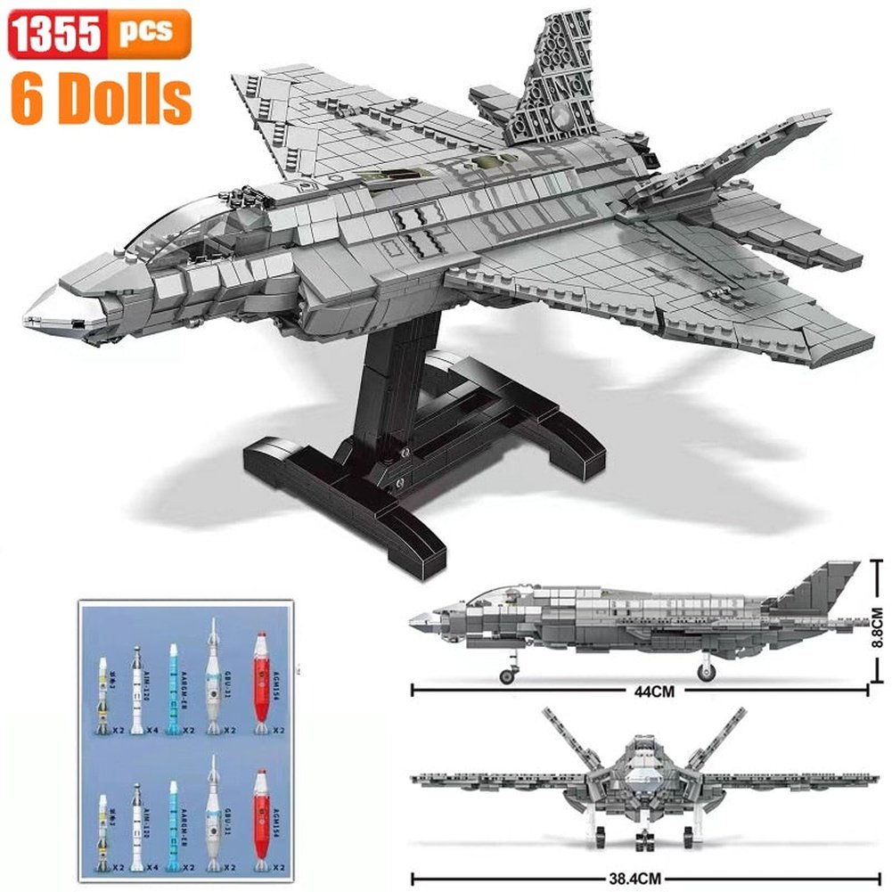 WW2 Airplane Military A10 Fighter Model Building Blocks J-20 Soldier Weapons Air Missile F18 Aircraft Bricks Set Toy For Kid MOC Jurassic Bricks