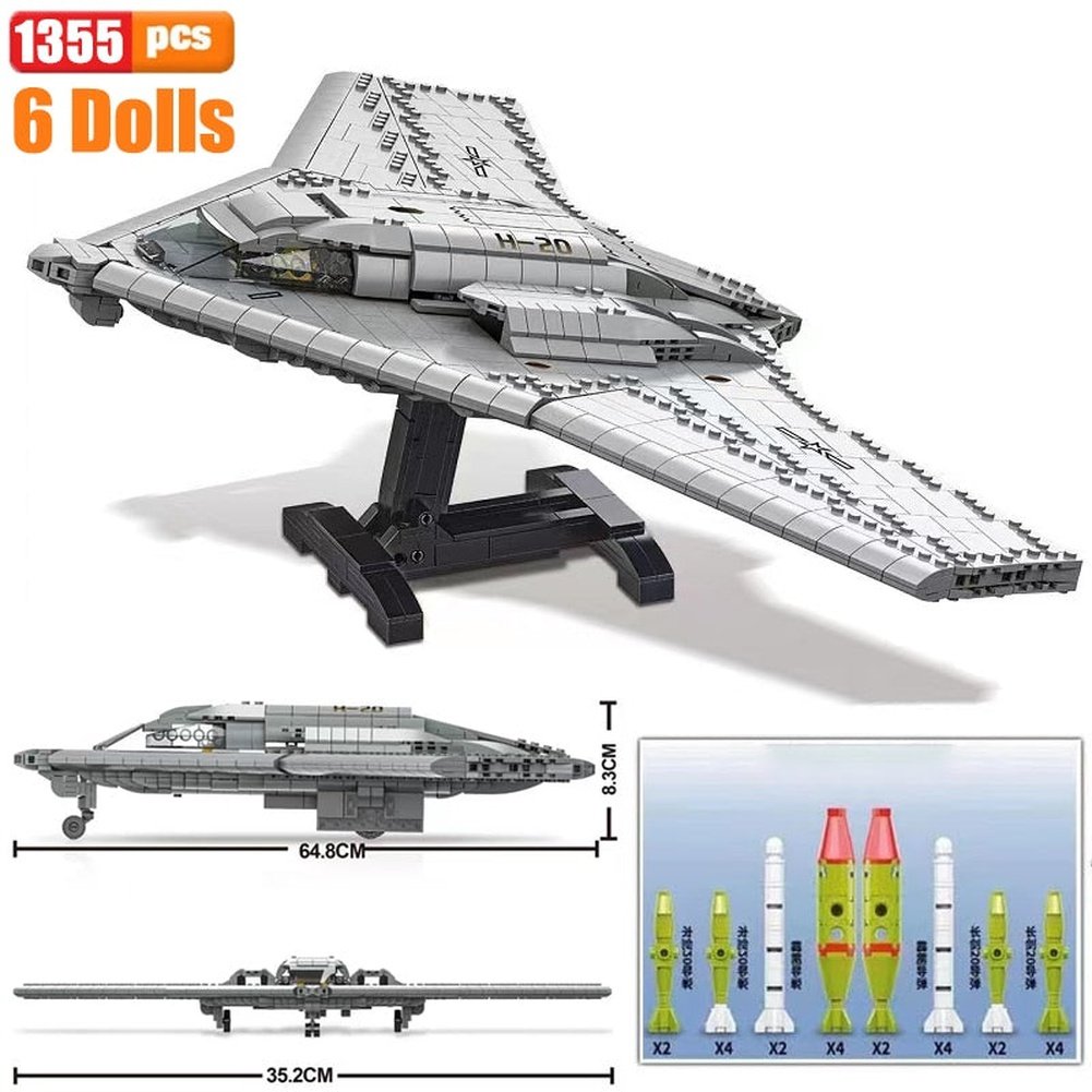 WW2 Airplane Military A10 Fighter Model Building Blocks J-20 Soldier Weapons Air Missile F18 Aircraft Bricks Set Toy For Kid MOC Jurassic Bricks