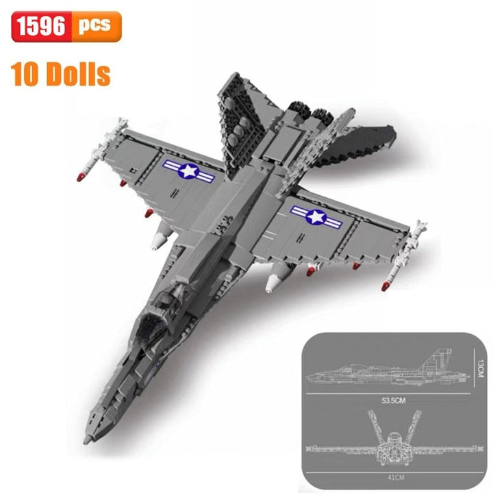 WW2 Airplane Military A10 Fighter Model Building Blocks J-20 Soldier Weapons Air Missile F18 Aircraft Bricks Set Toy For Kid MOC Jurassic Bricks