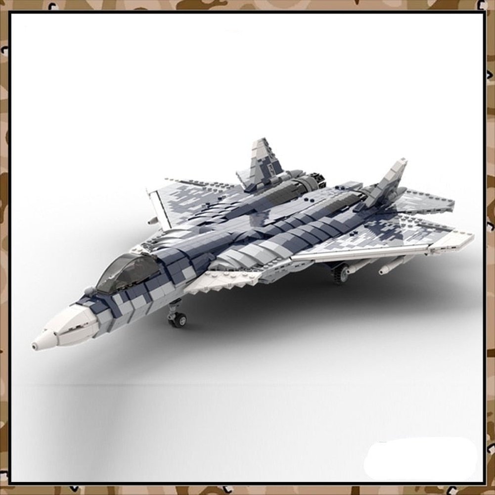 WW2 Weapons Russia Air Force Su-57 Felon Stealth Fighter MOC Building Block Airplane Model Education Brick Toys Kid XMAS Gifts Jurassic Bricks