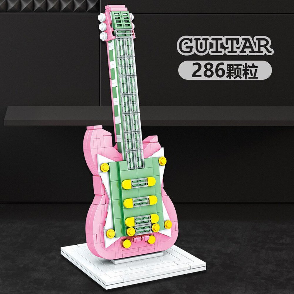 Zhegao Building Blocks Musical Instrument Guitar Piano Violin Model Ornaments Children&#39;s Gifts Assembled Building Blocks Toys Jurassic Bricks