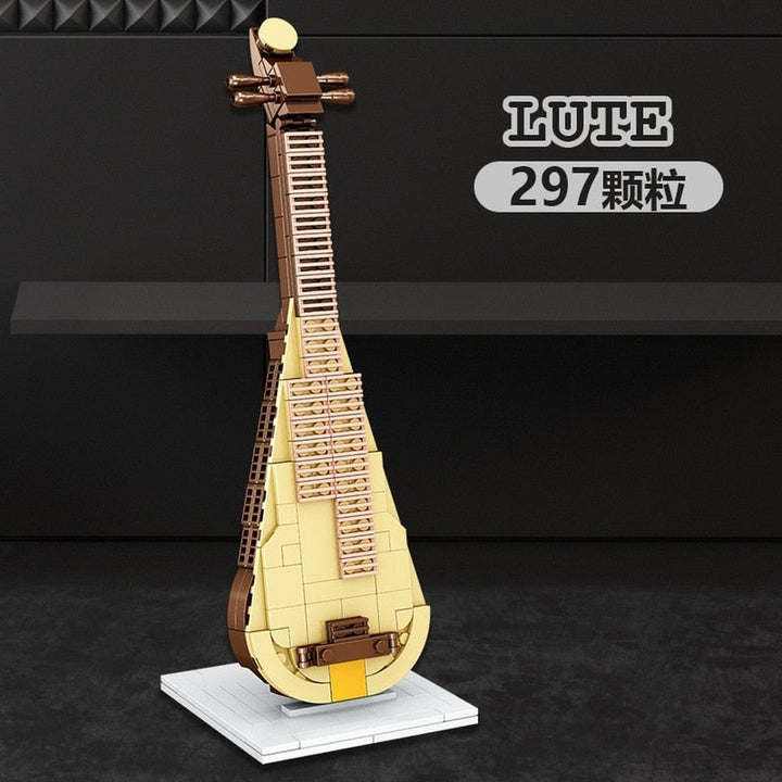 Zhegao Building Blocks Musical Instrument Guitar Piano Violin Model Ornaments Children&#39;s Gifts Assembled Building Blocks Toys Jurassic Bricks