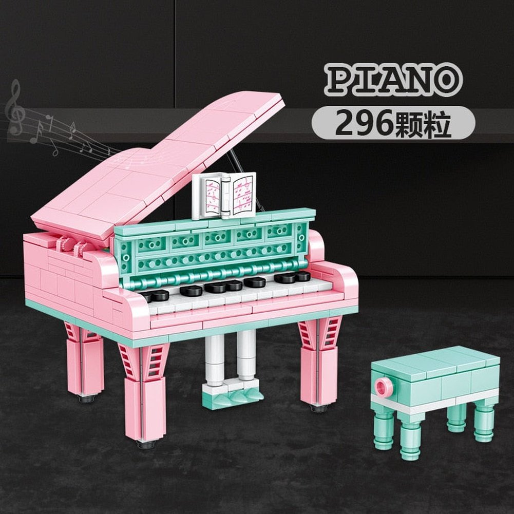 Zhegao Building Blocks Musical Instrument Guitar Piano Violin Model Ornaments Children&#39;s Gifts Assembled Building Blocks Toys Jurassic Bricks